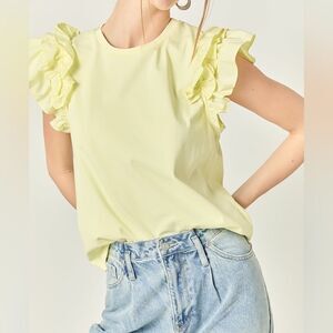 ENGLISH FACTORY MIXED MEDIA RUFFLE TOP